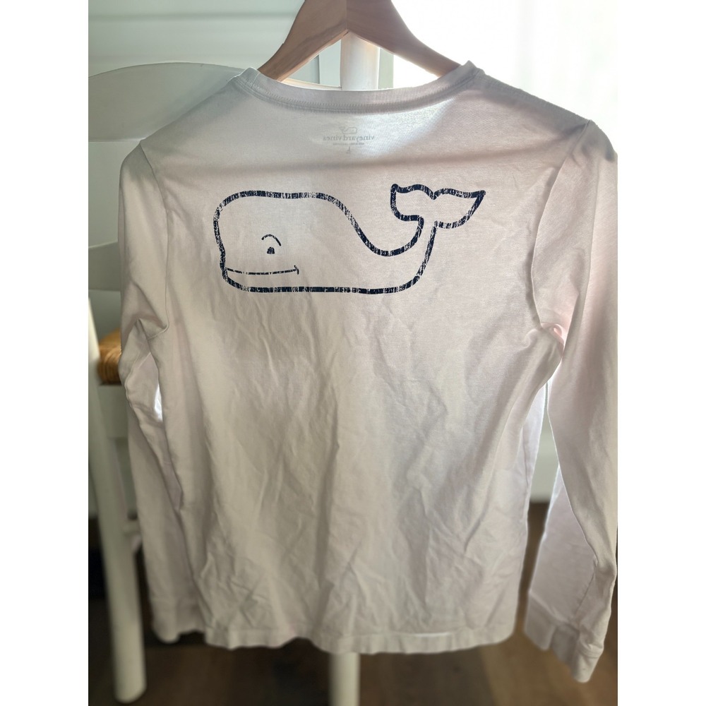 Vineyard Vines Long Sleeve Tee Youth L Large 16 White Big Whale Pocket